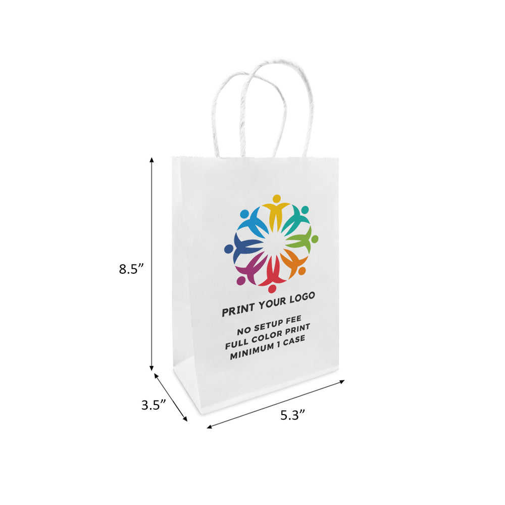 Custom printed Gem white paper bag with twist handles