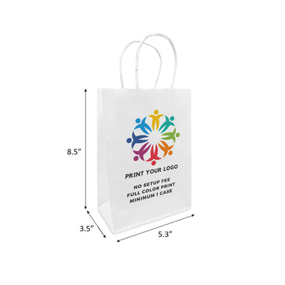 Custom printed Gem white paper bag with twist handles