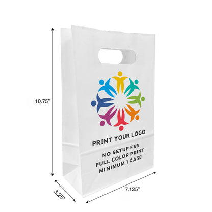 Custom printed Snack white paper bag with die-cut handles