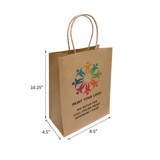 Custom printed Cub kraft paper bag with twist handles